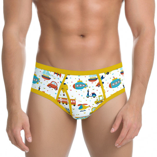 ABDL Big Boy Underwear - Yellow Baby Vehicle