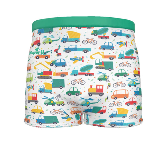 Baby Boy Boxer Briefs - Green Vehicle - Fit for All, Up to 6XL!