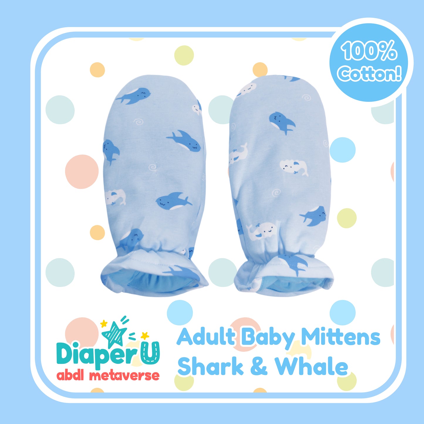 Adult Baby Mittens - Shark & Whale