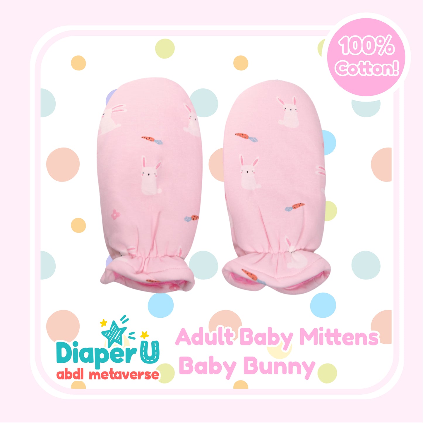 Adult Baby Mittens - Baby Bunny