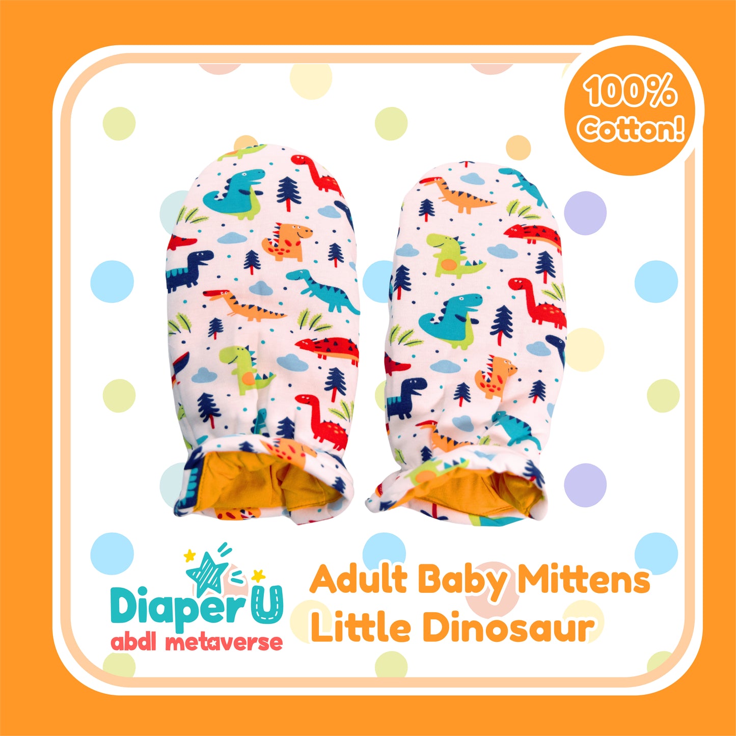 Adult Baby Mittens - Little Dinosaur