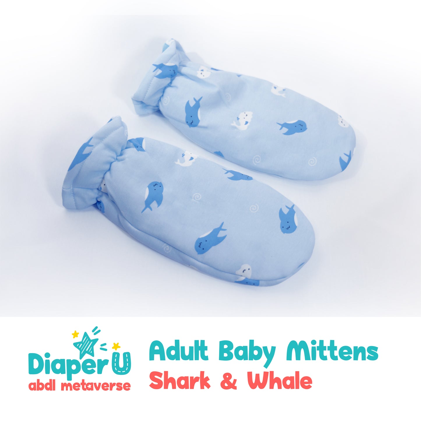 Adult Baby Mittens - Shark & Whale