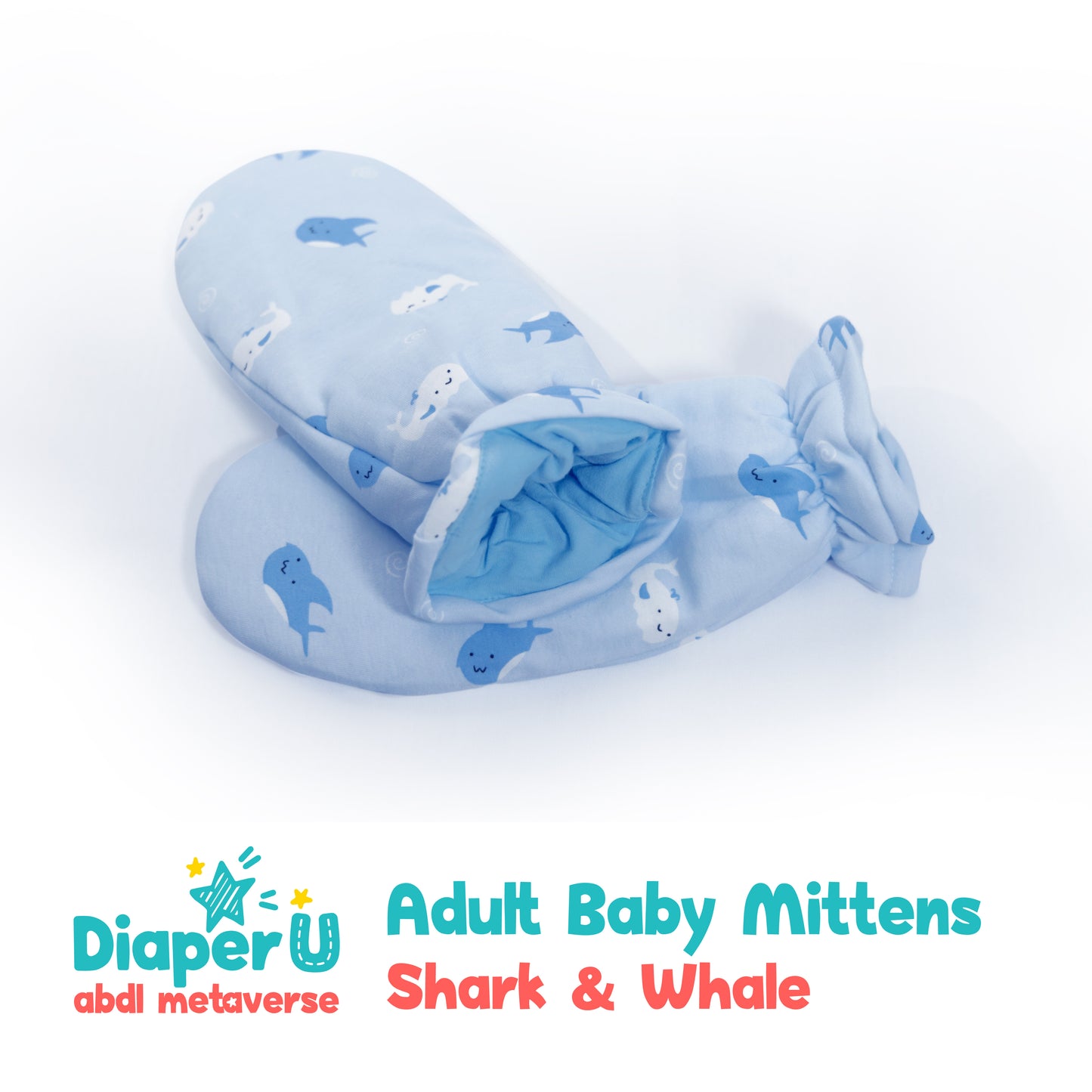 Adult Baby Mittens - Shark & Whale