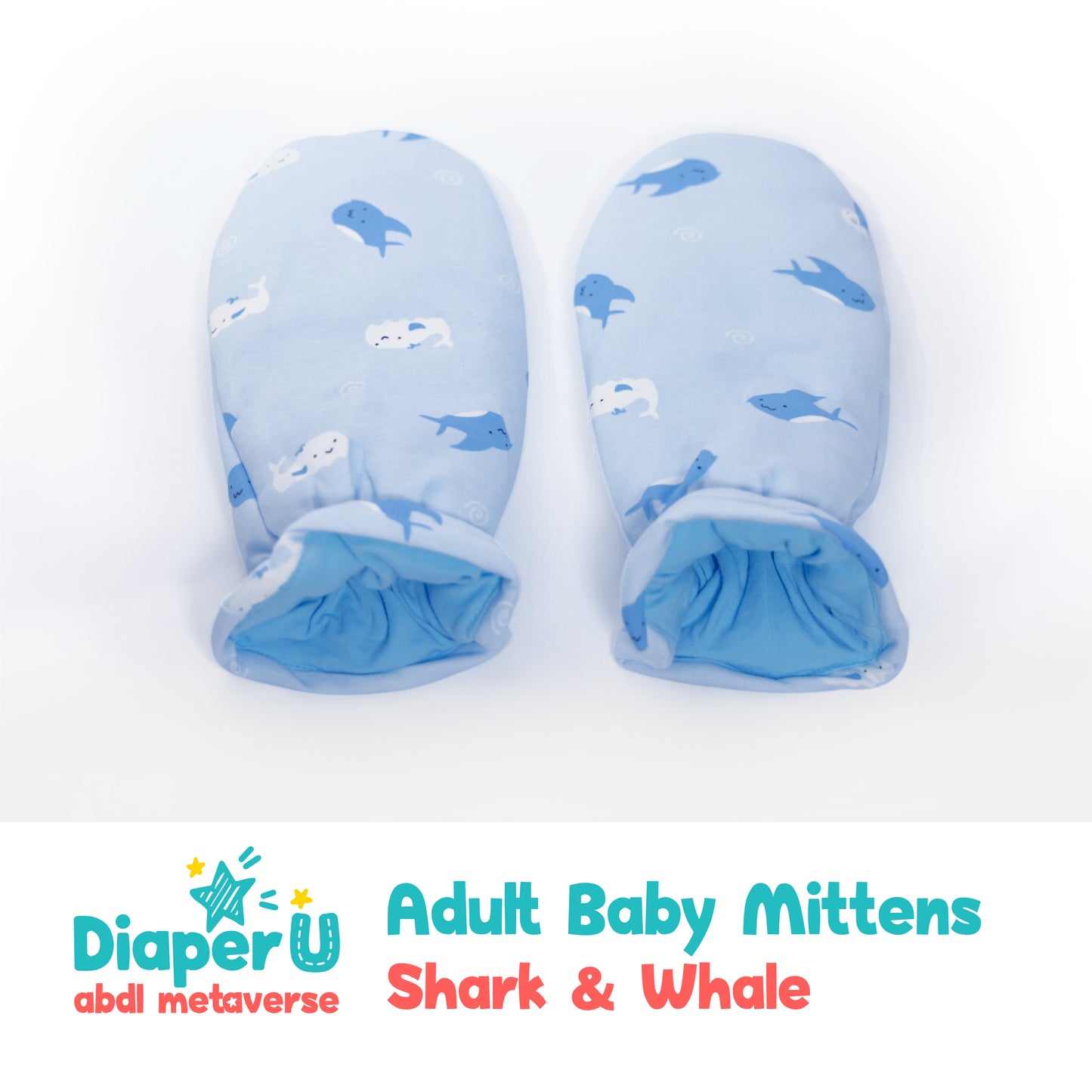 Adult Baby Mittens - Shark & Whale