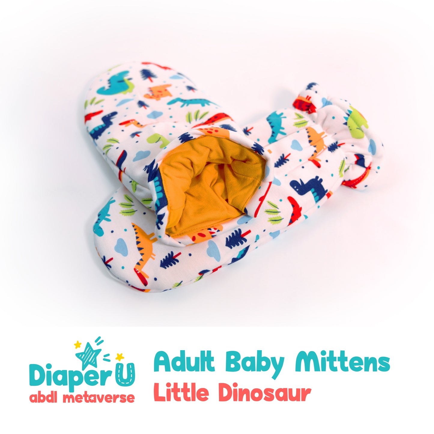 Adult Baby Mittens - Little Dinosaur