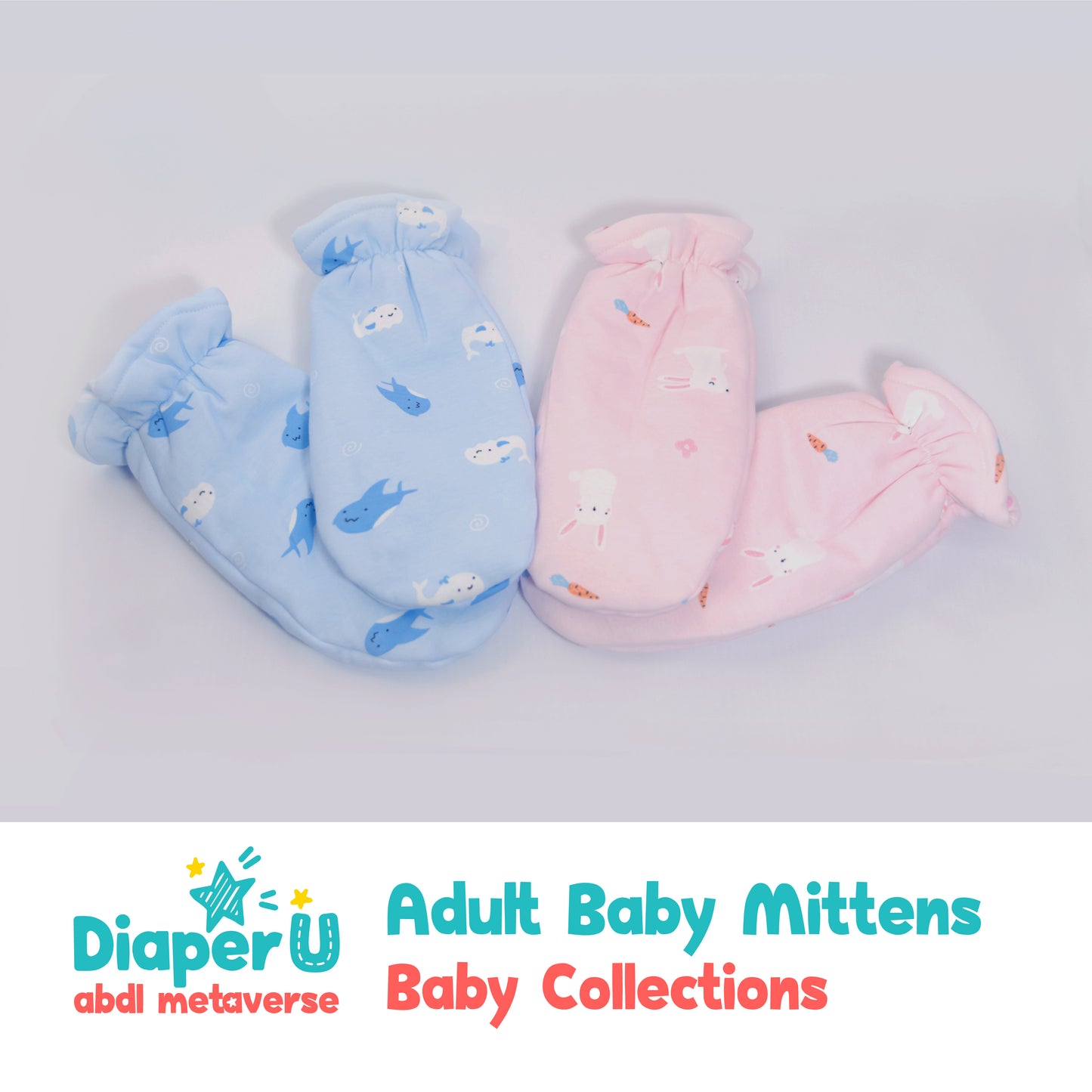 Adult Baby Mittens - Shark & Whale