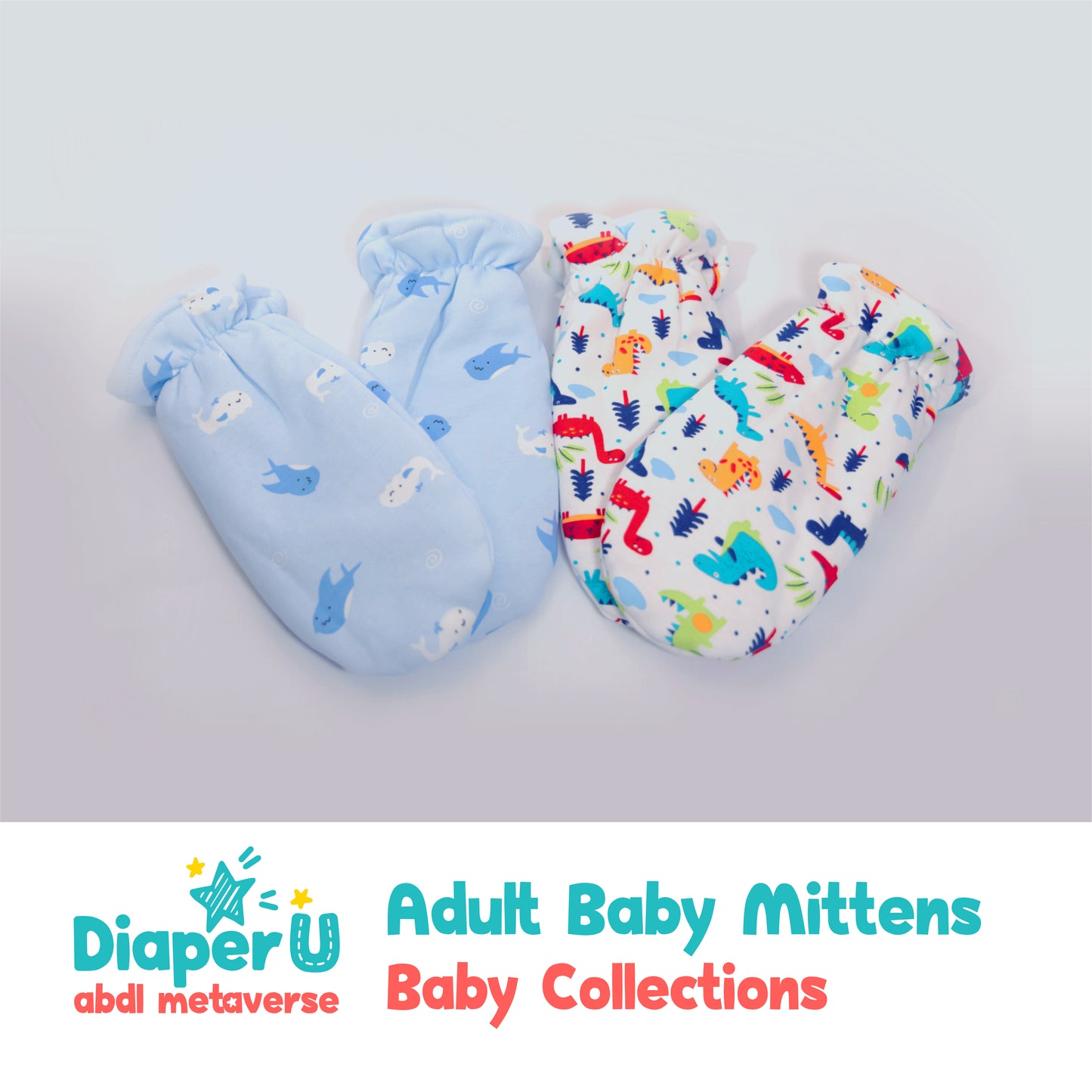 Adult Baby Mittens - Shark & Whale