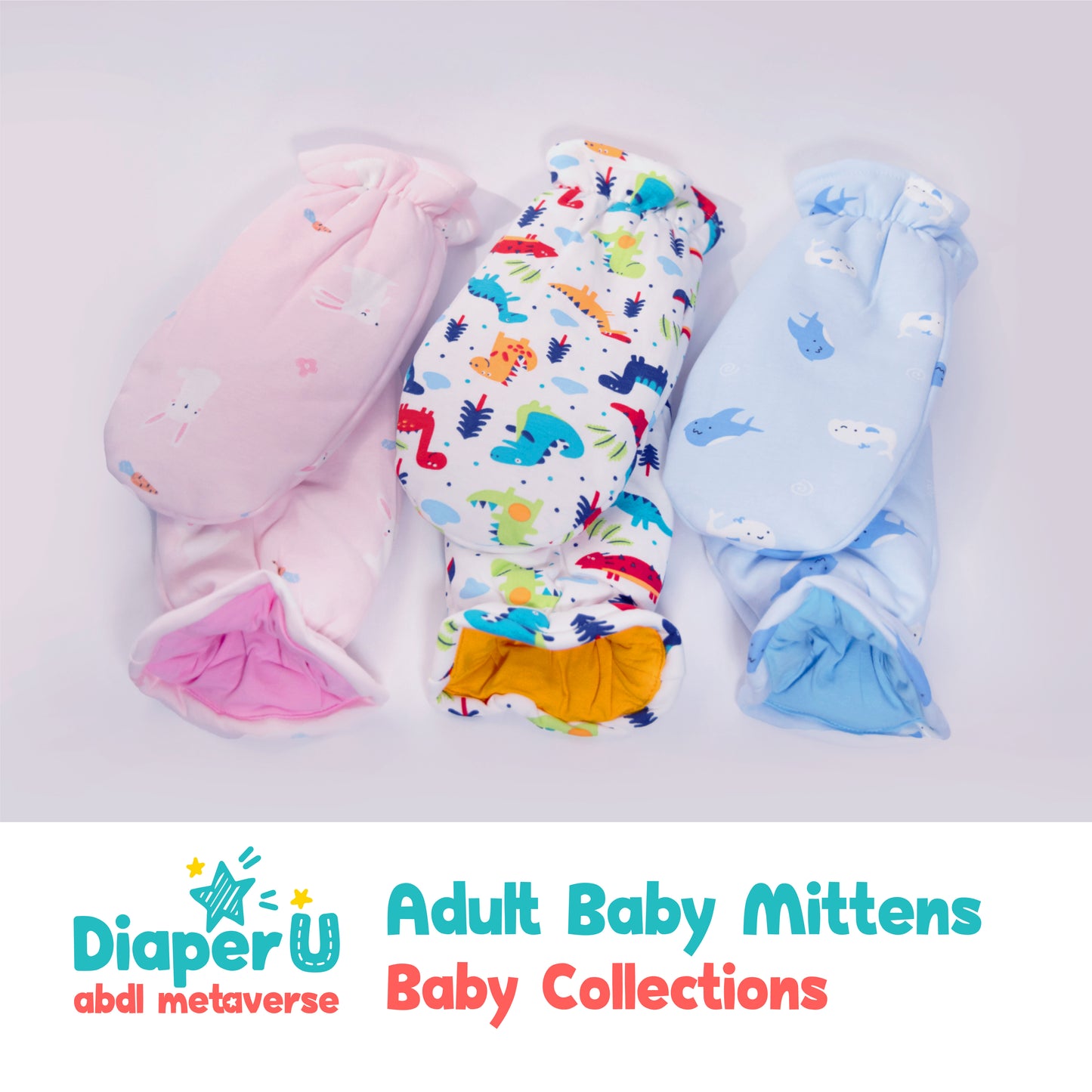 Adult Baby Mittens - Shark & Whale