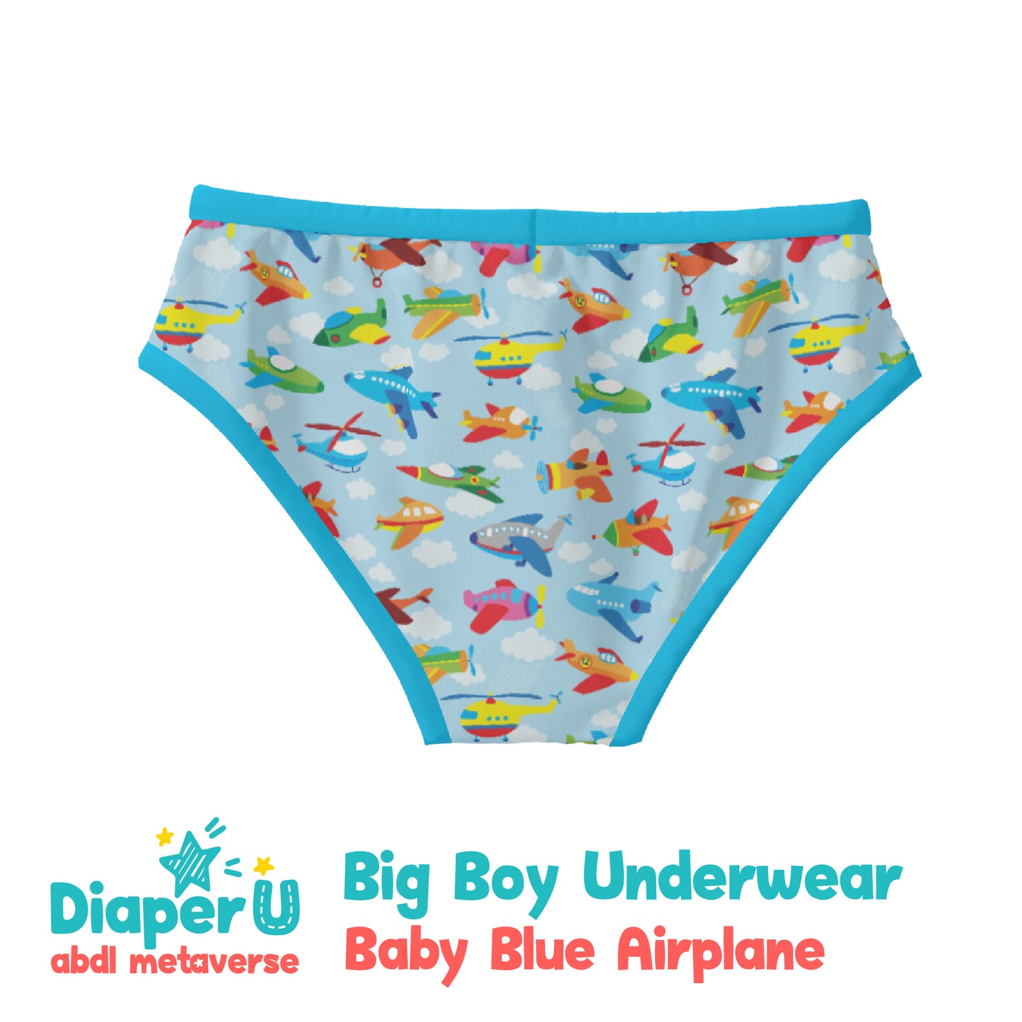 ABDL Big Boy Underwear - Baby Blue Airplane