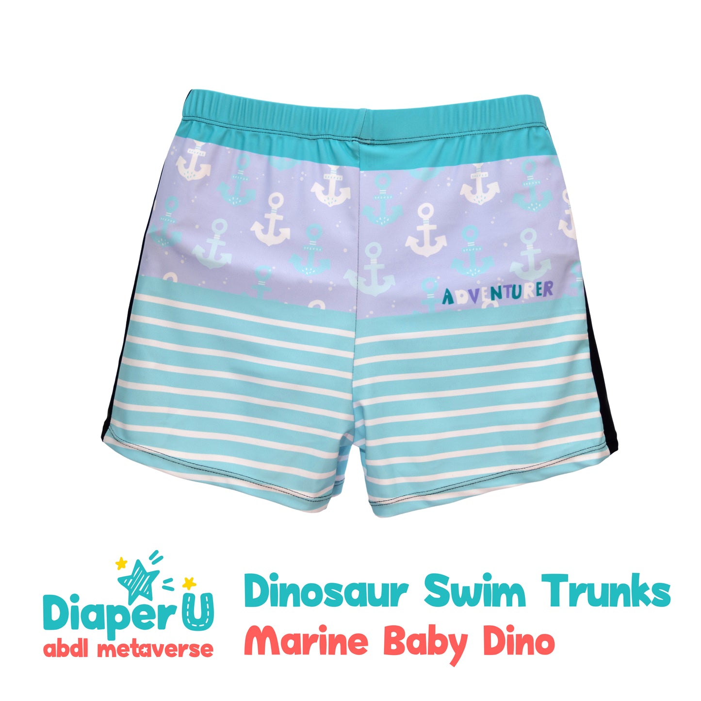 ABDL Dinosaur Swim Trunks - Marine Baby Dino