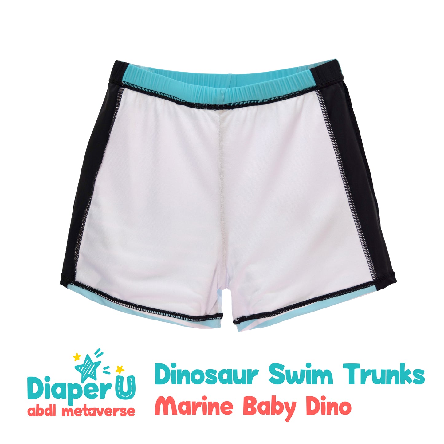 ABDL Dinosaur Swim Trunks - Marine Baby Dino