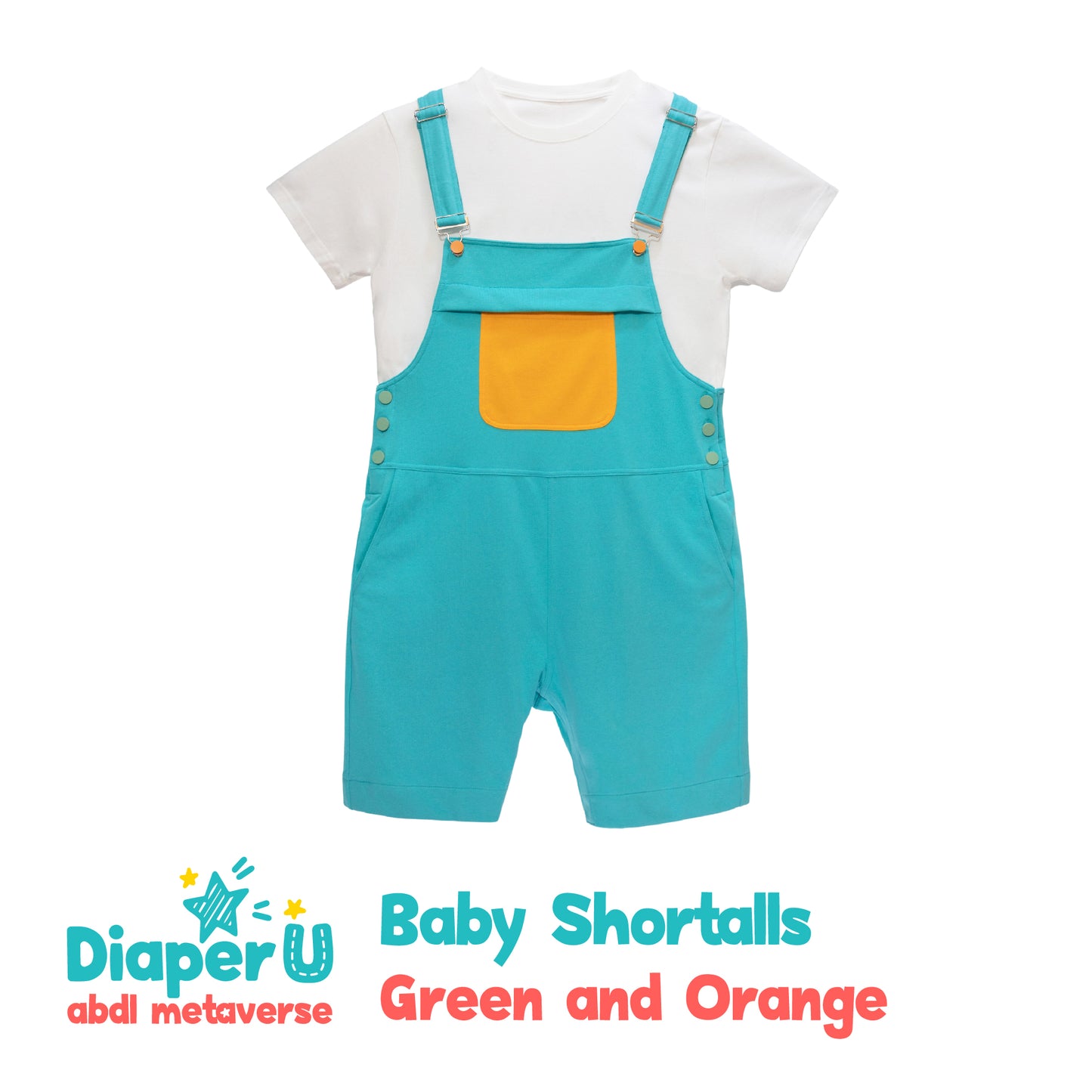 Baby Shortalls - Green and Orange (Unisex)