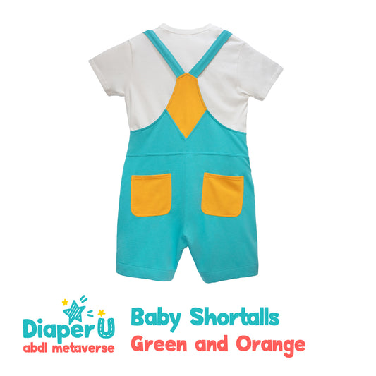 Baby Shortalls - Green and Orange (Unisex)