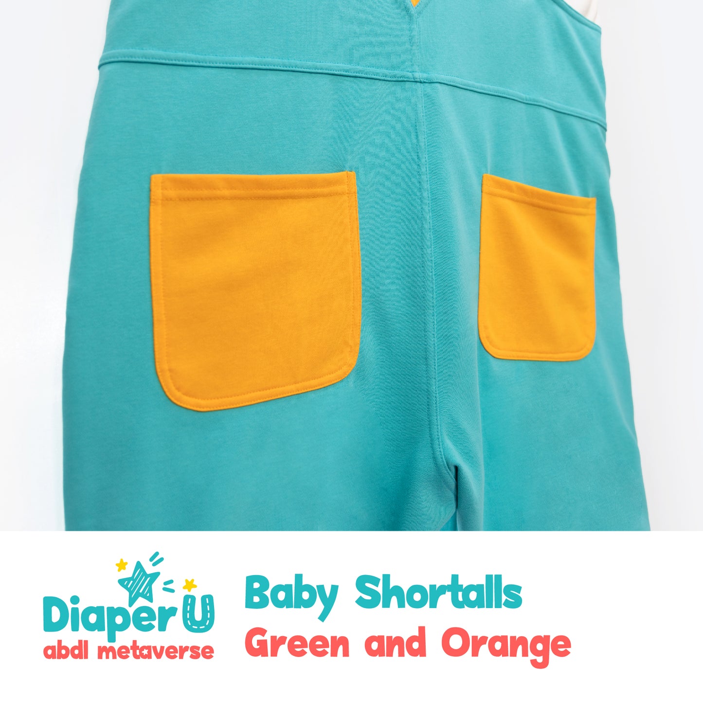 Baby Shortalls - Green and Orange (Unisex)