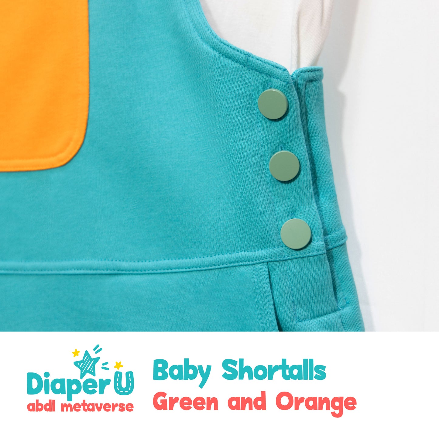 Baby Shortalls - Green and Orange (Unisex)