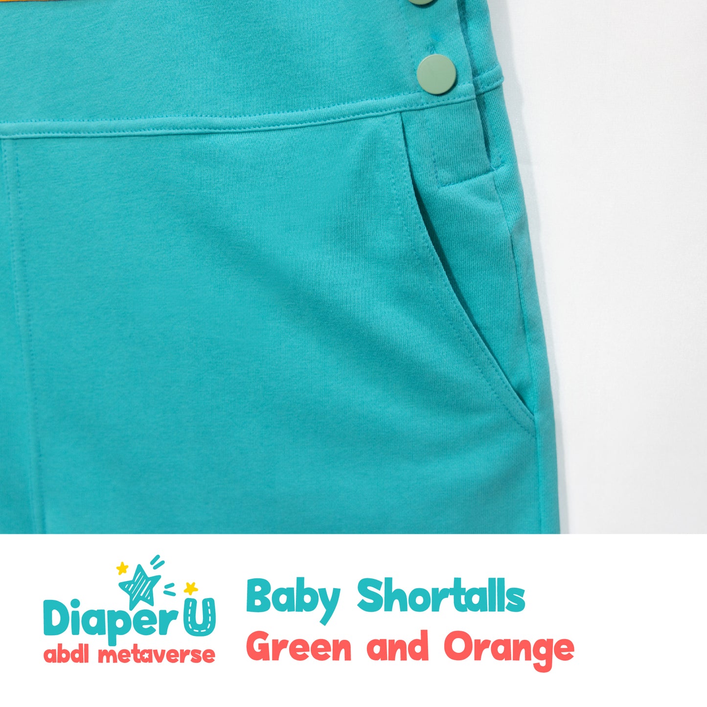 Baby Shortalls - Green and Orange (Unisex)