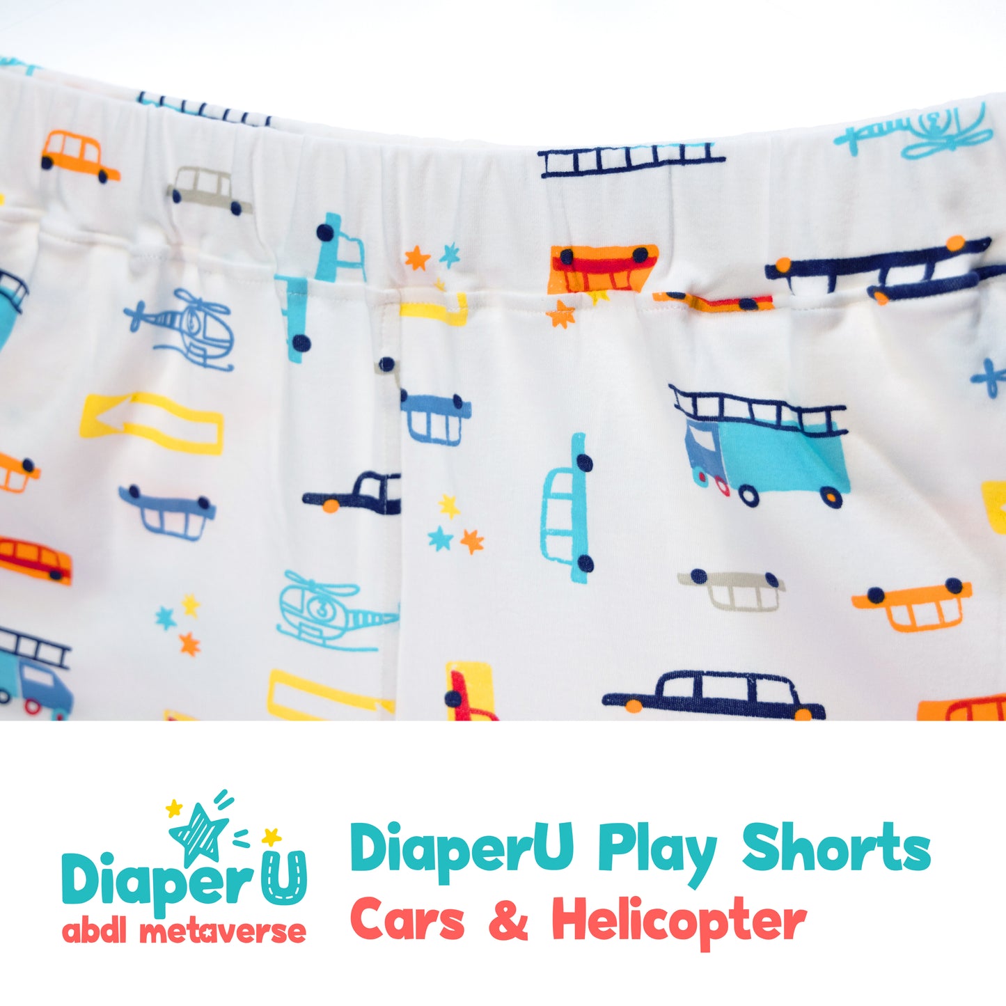 ABDL Cotton Shorts - Cars & Helicopter