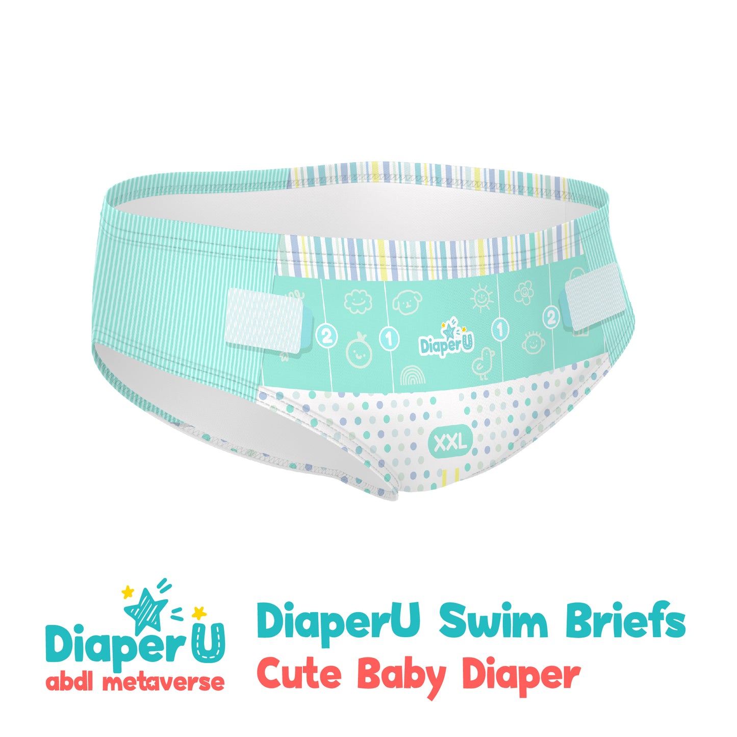 ABDL Swim Briefs - Cute Baby Diaper
