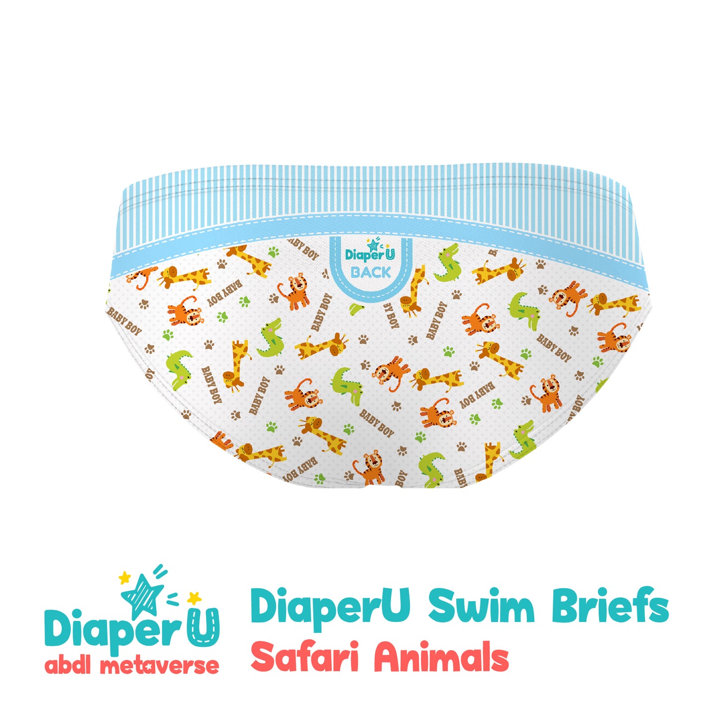 ABDL Swim Briefs - Safari Animals
