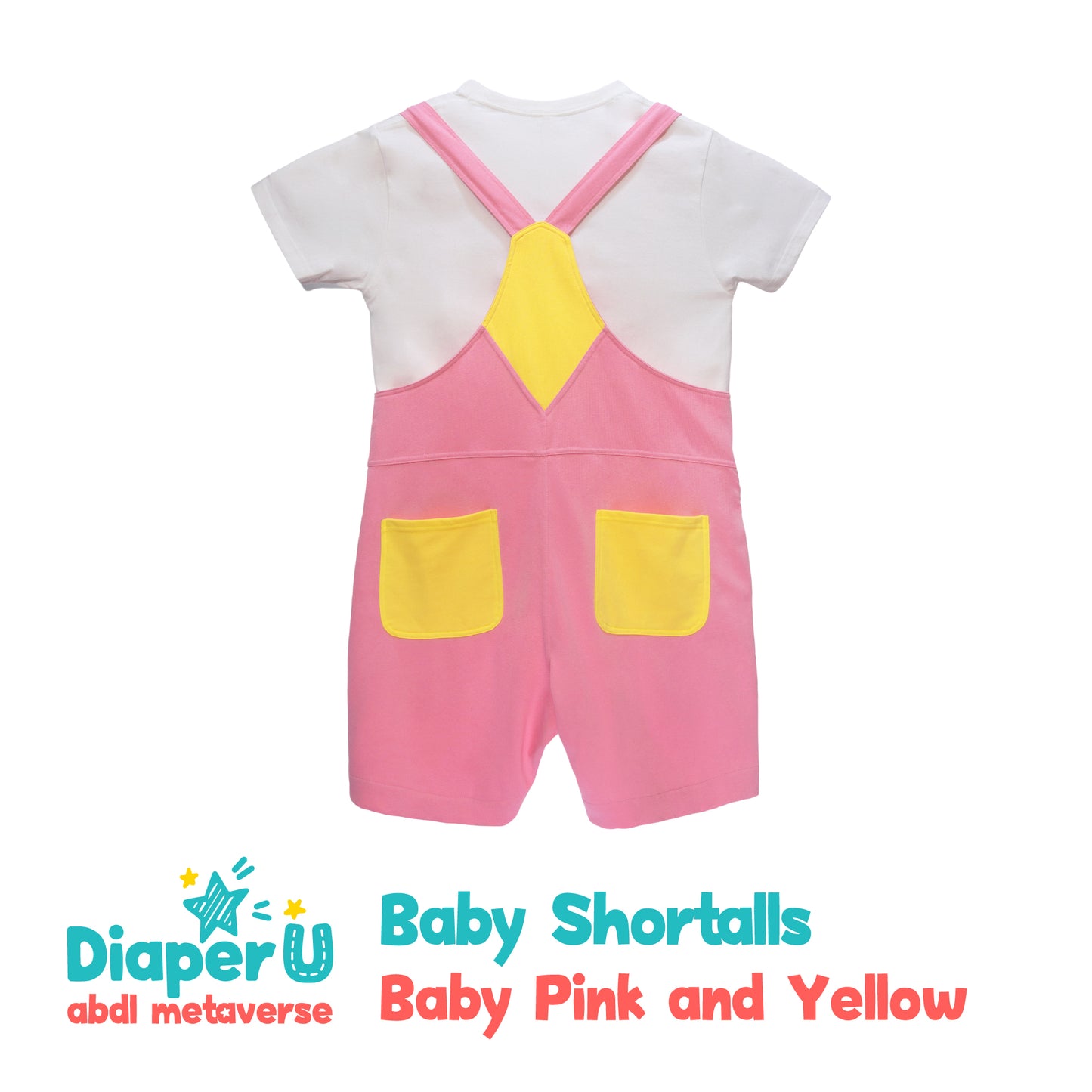 Baby Shortalls - Baby Pink and Yellow (Unisex)