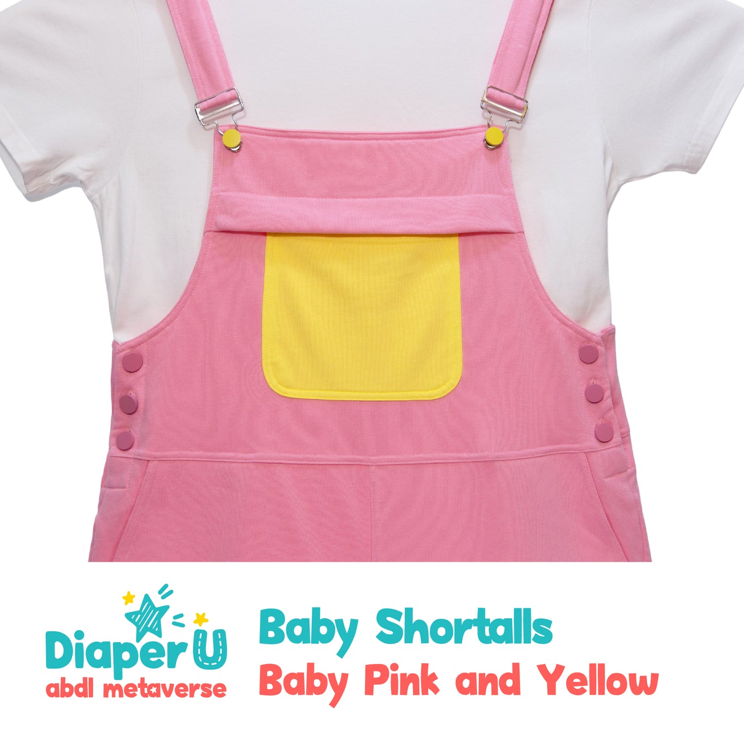 Baby Shortalls - Baby Pink and Yellow (Unisex)