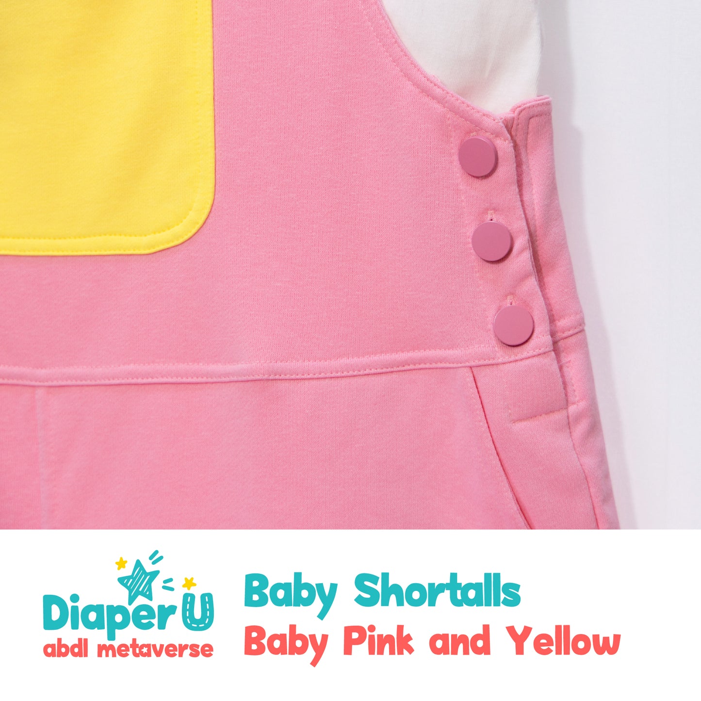 Baby Shortalls - Baby Pink and Yellow (Unisex)