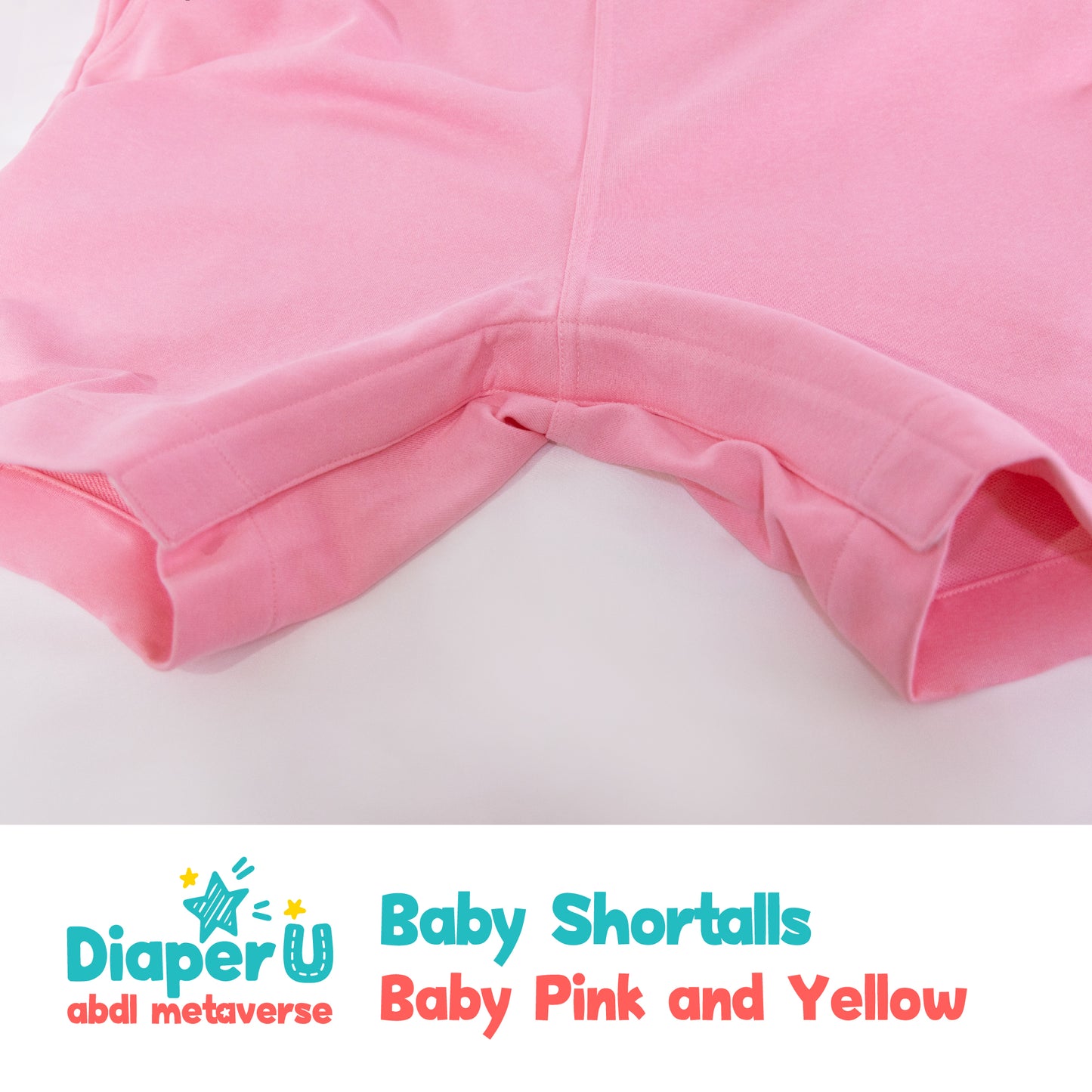 Baby Shortalls - Baby Pink and Yellow (Unisex)