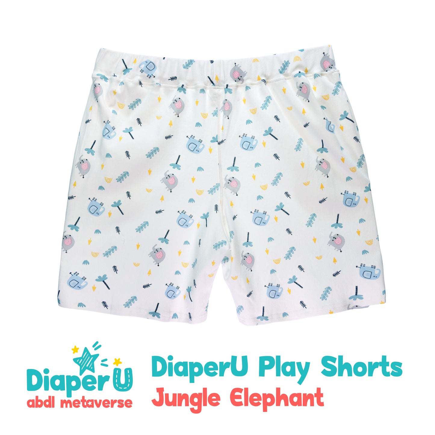 ABDL Cotton Shorts - Jungle Elephant