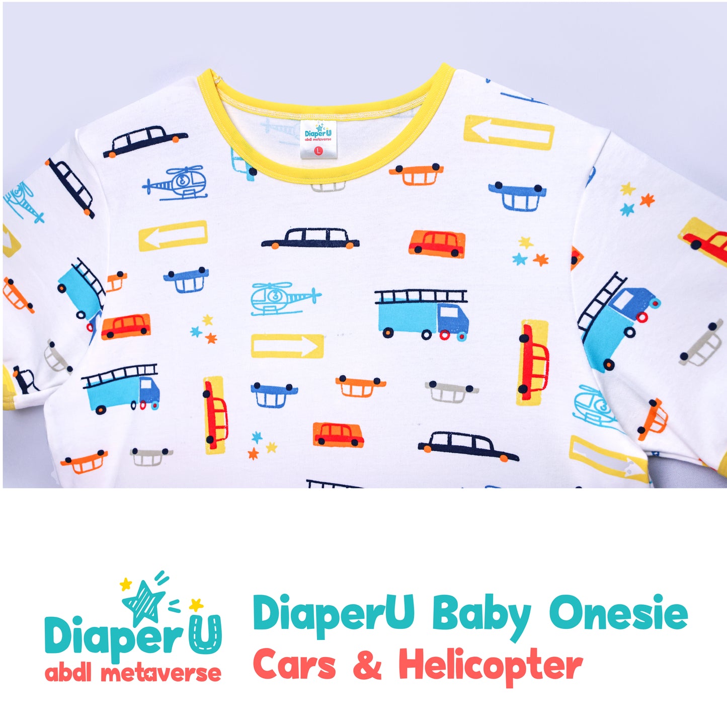 ABDL Onesie - Cars & Helicopter