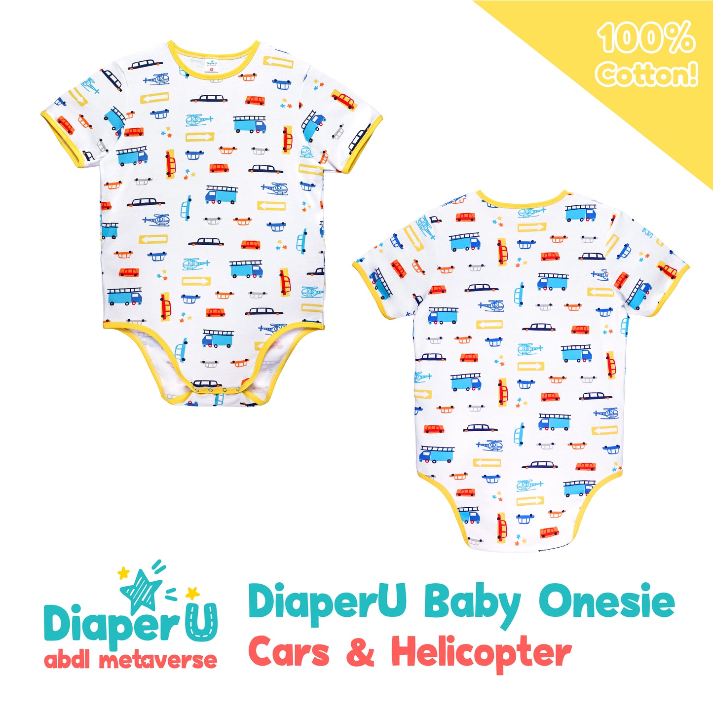 ABDL Onesie - Cars & Helicopter