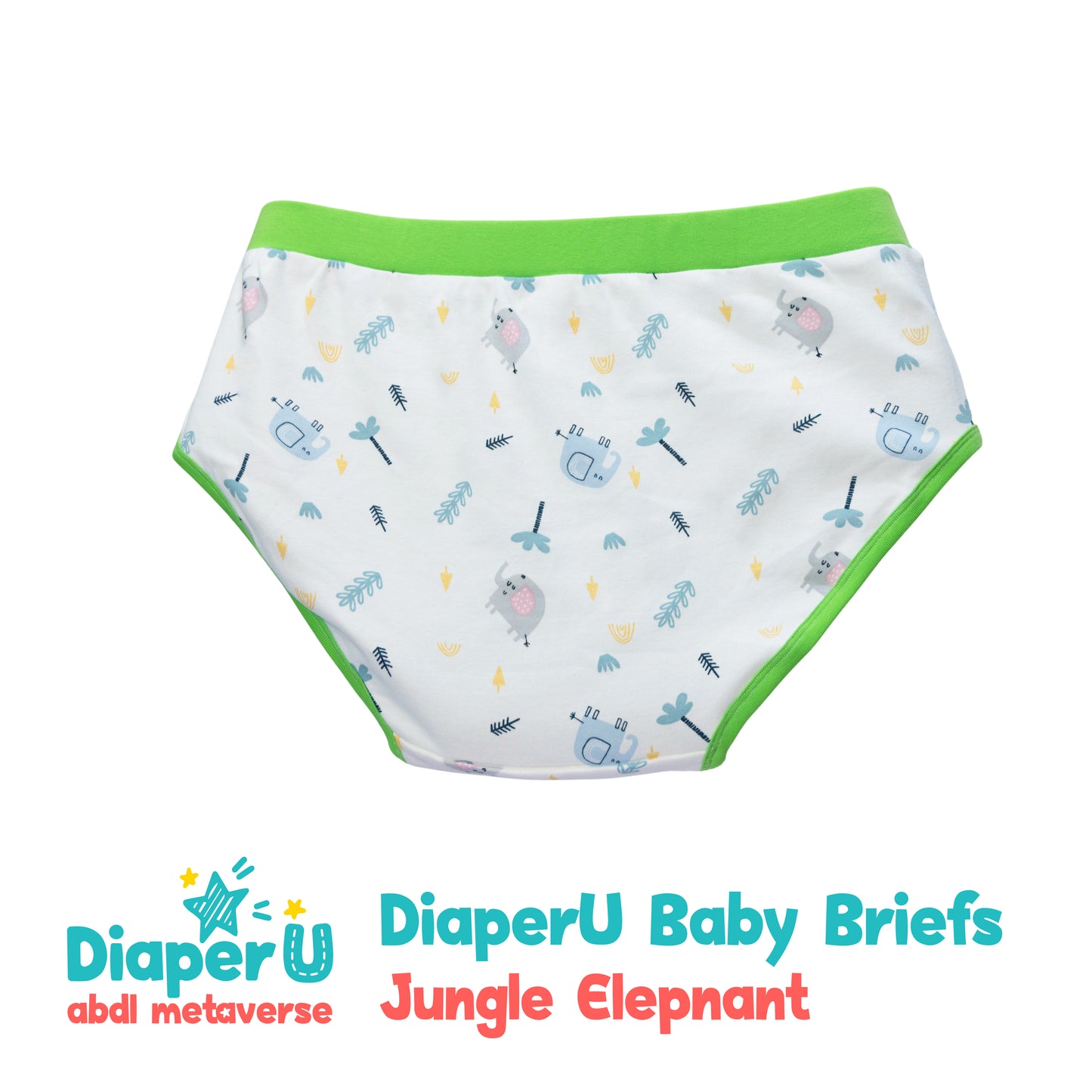 ABDL Cotton Baby Briefs - Jungle Elephant (Unisex)