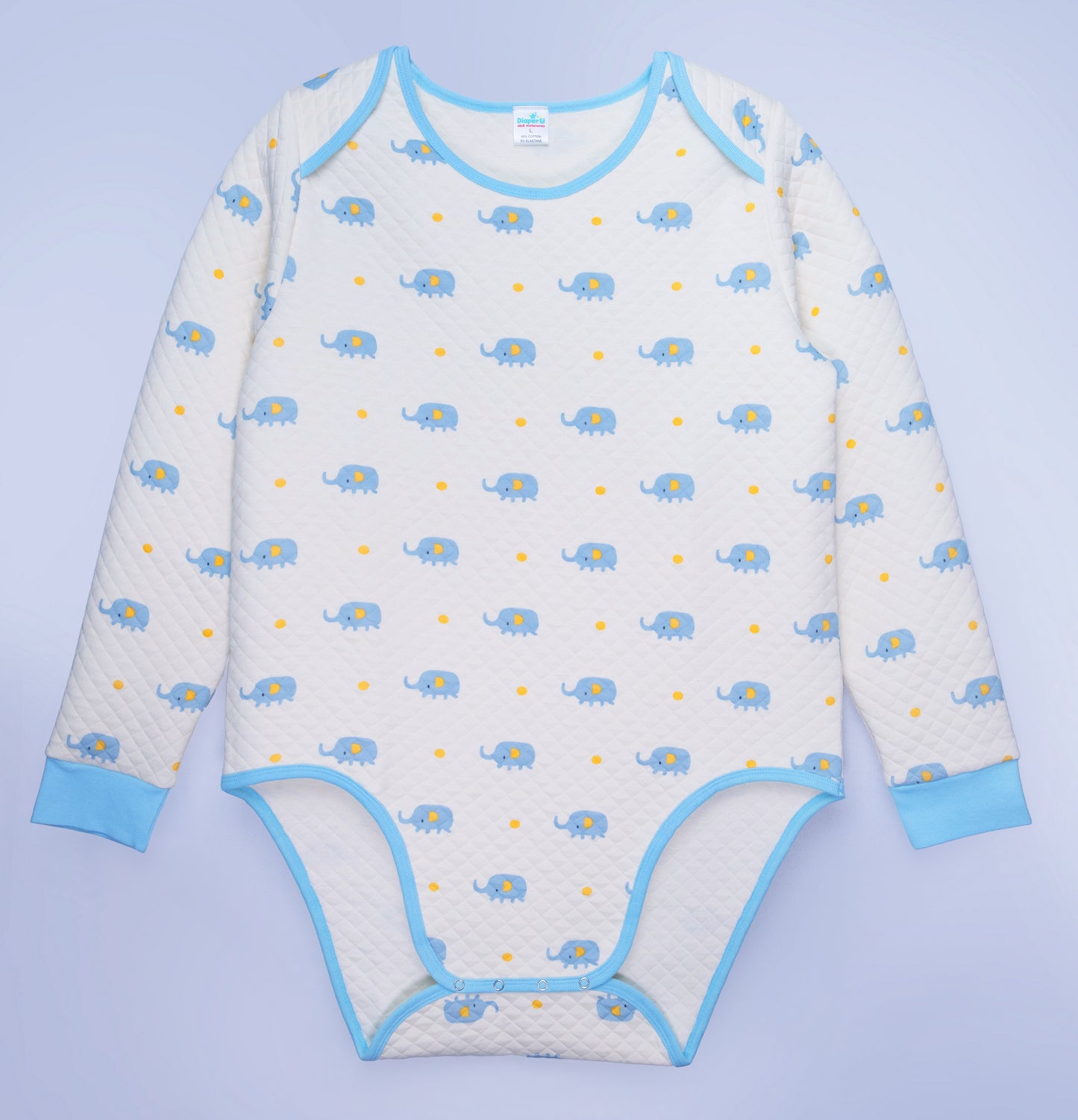 ABDL Long Sleeve Onesie - Baby Elephant (Extra Warm)