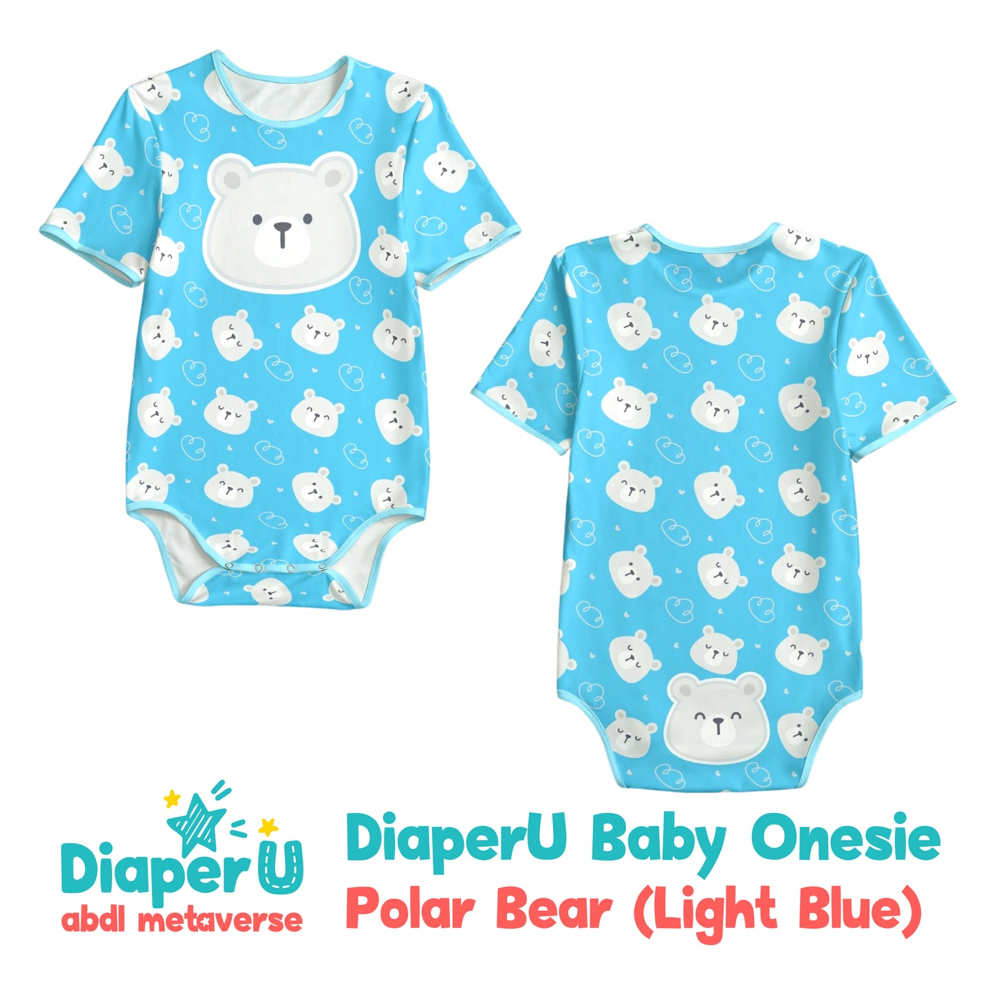 ABDL Onesie - Polar Bear (Light Blue)