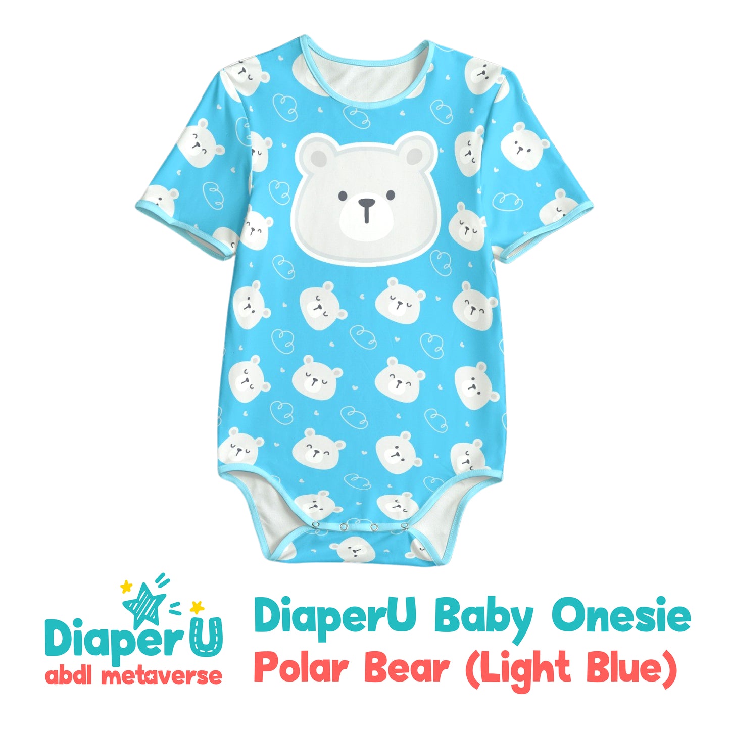 ABDL Onesie - Polar Bear (Light Blue)