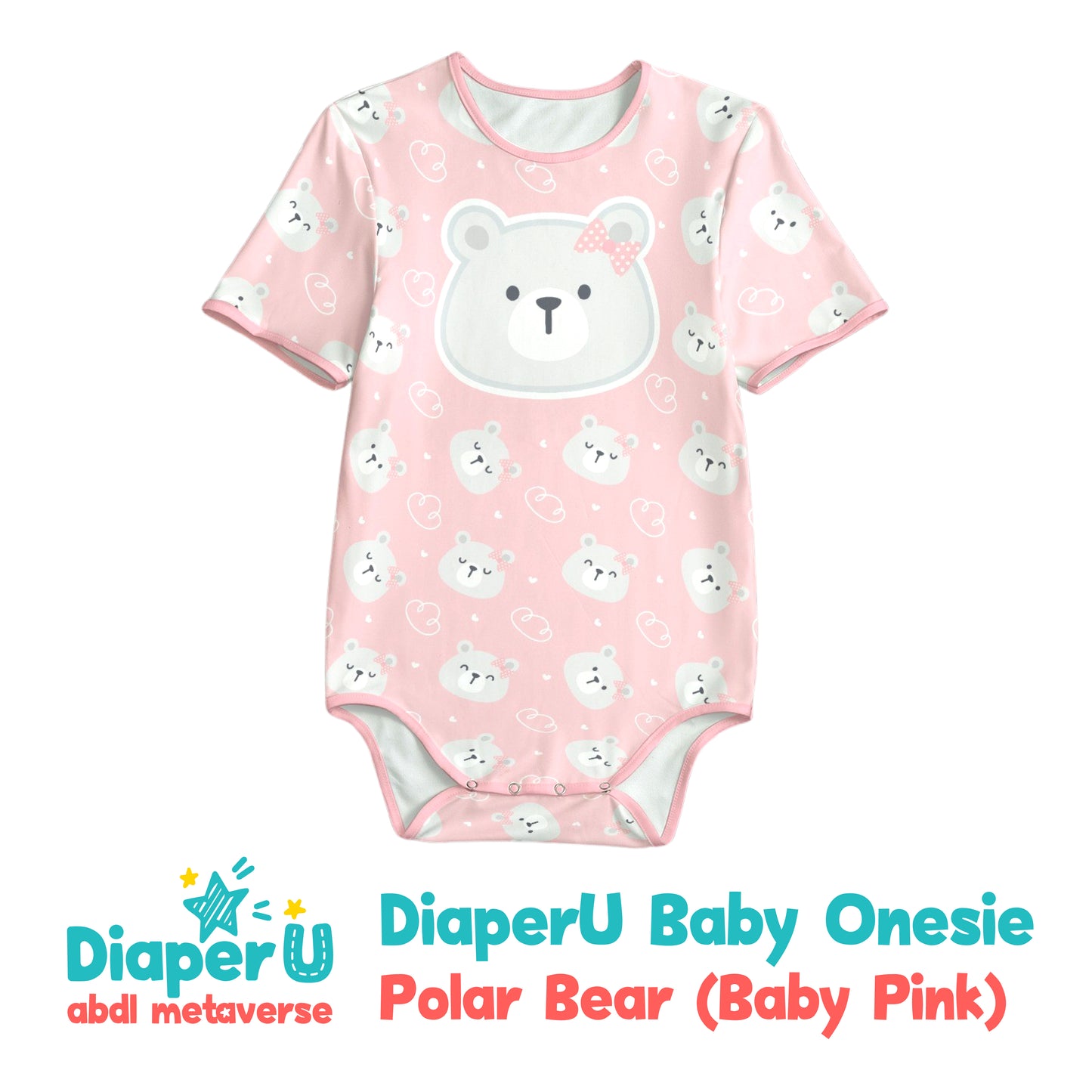 ABDL Onesie - Polar Bear (Baby Pink)