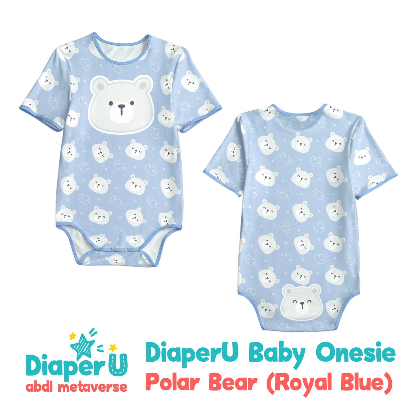 ABDL Onesie - Polar Bear (Royal Blue)
