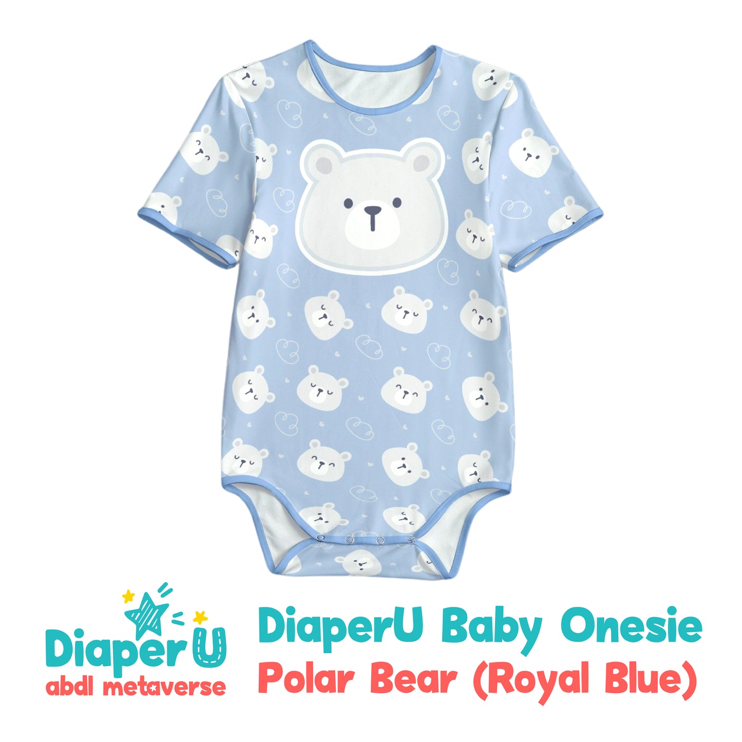 ABDL Onesie - Polar Bear (Royal Blue)