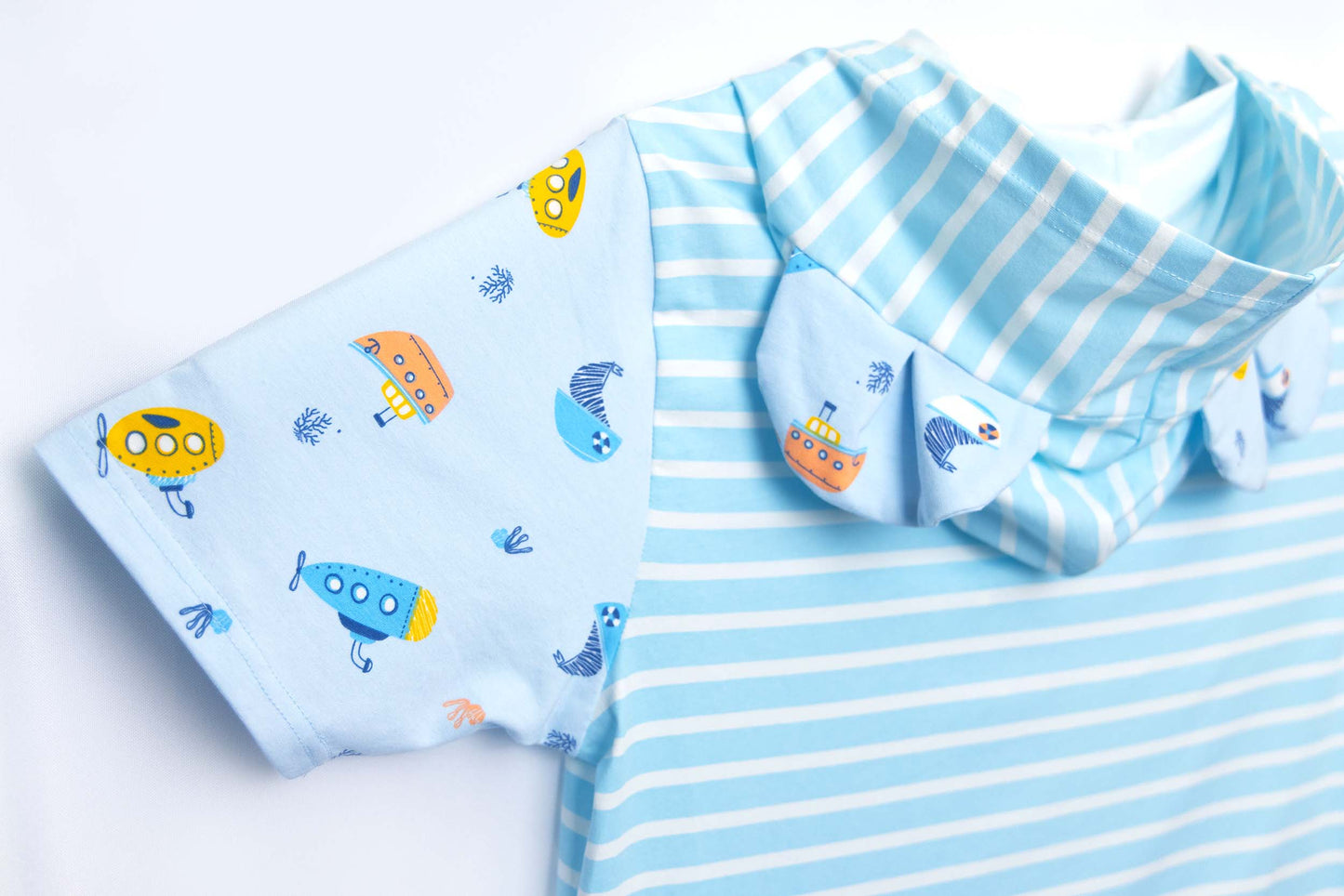 ABDL Onesie - Blue Stripe & Ships
