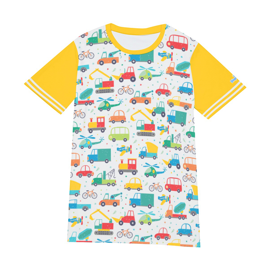 Adult Baby Play Shirt - Yellow Cars