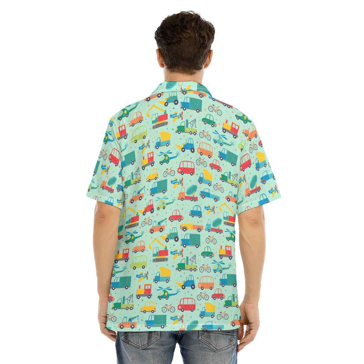 Adult Baby Hawaiian Shirt - Baby Cars (Green)