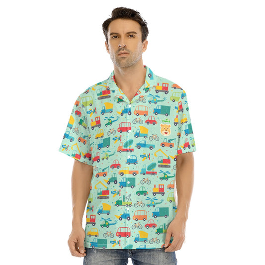 Adult Baby Hawaiian Shirt - Baby Cars (Green)