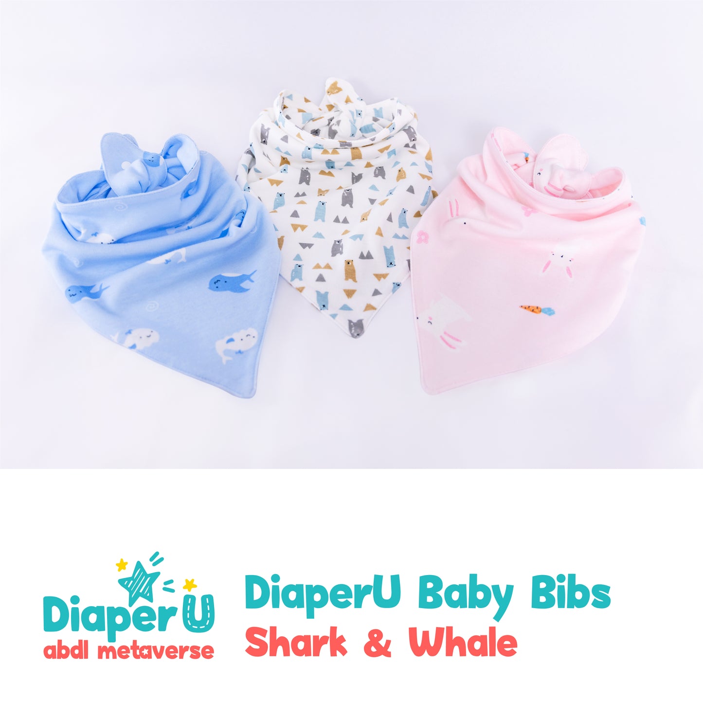 ABDL Baby Bibs - Shark & Whale (Adult Size)