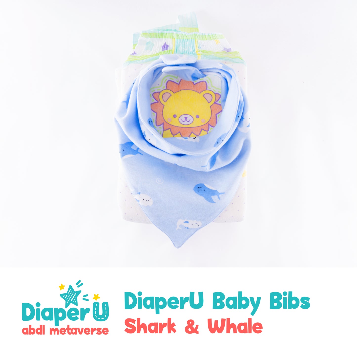 ABDL Baby Bibs - Shark & Whale (Adult Size)