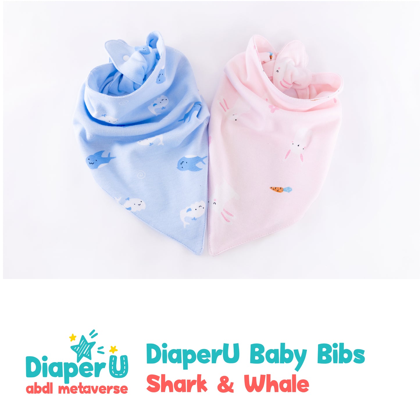 ABDL Baby Bibs - Shark & Whale (Adult Size)