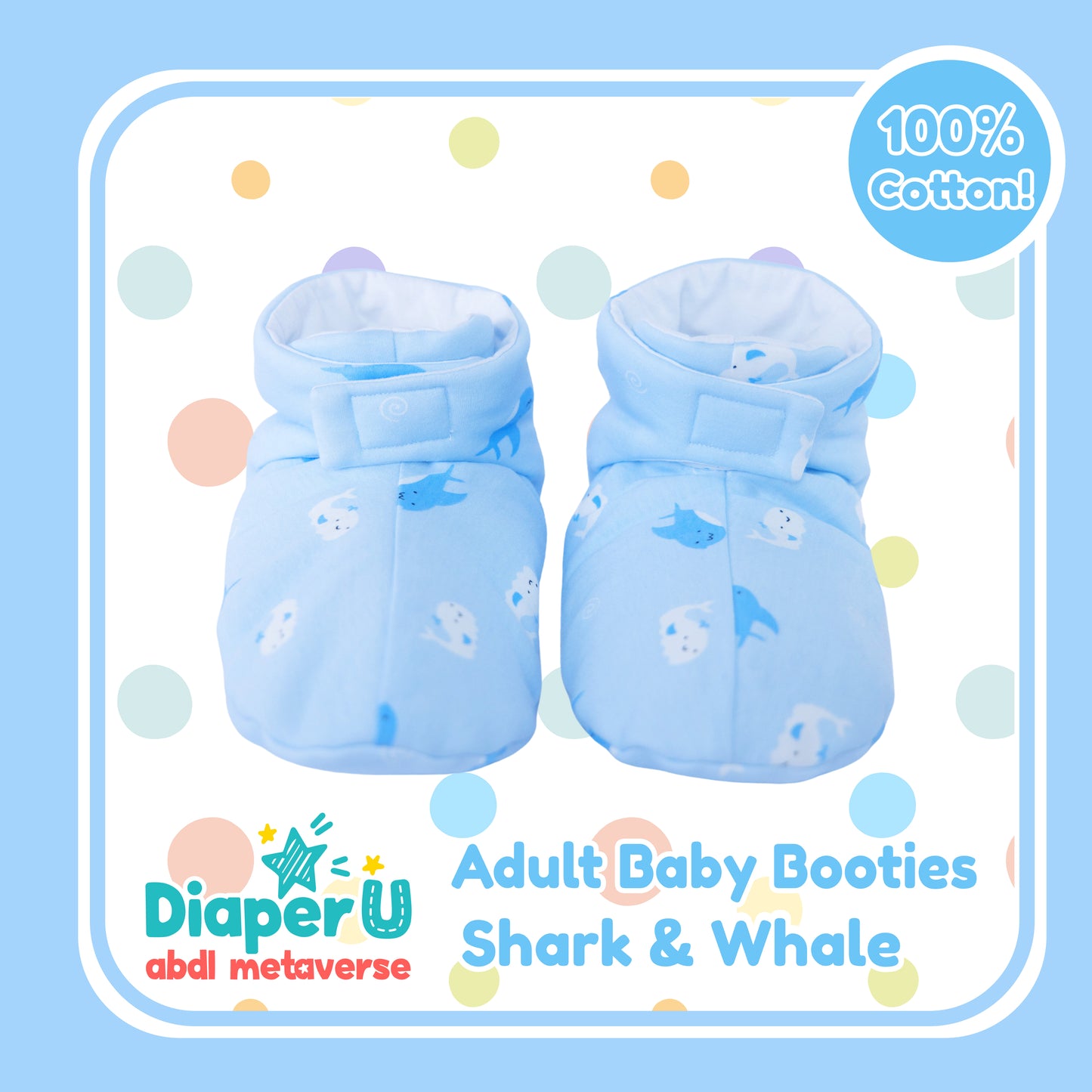 ABDL Baby Booties - Shark & Whale