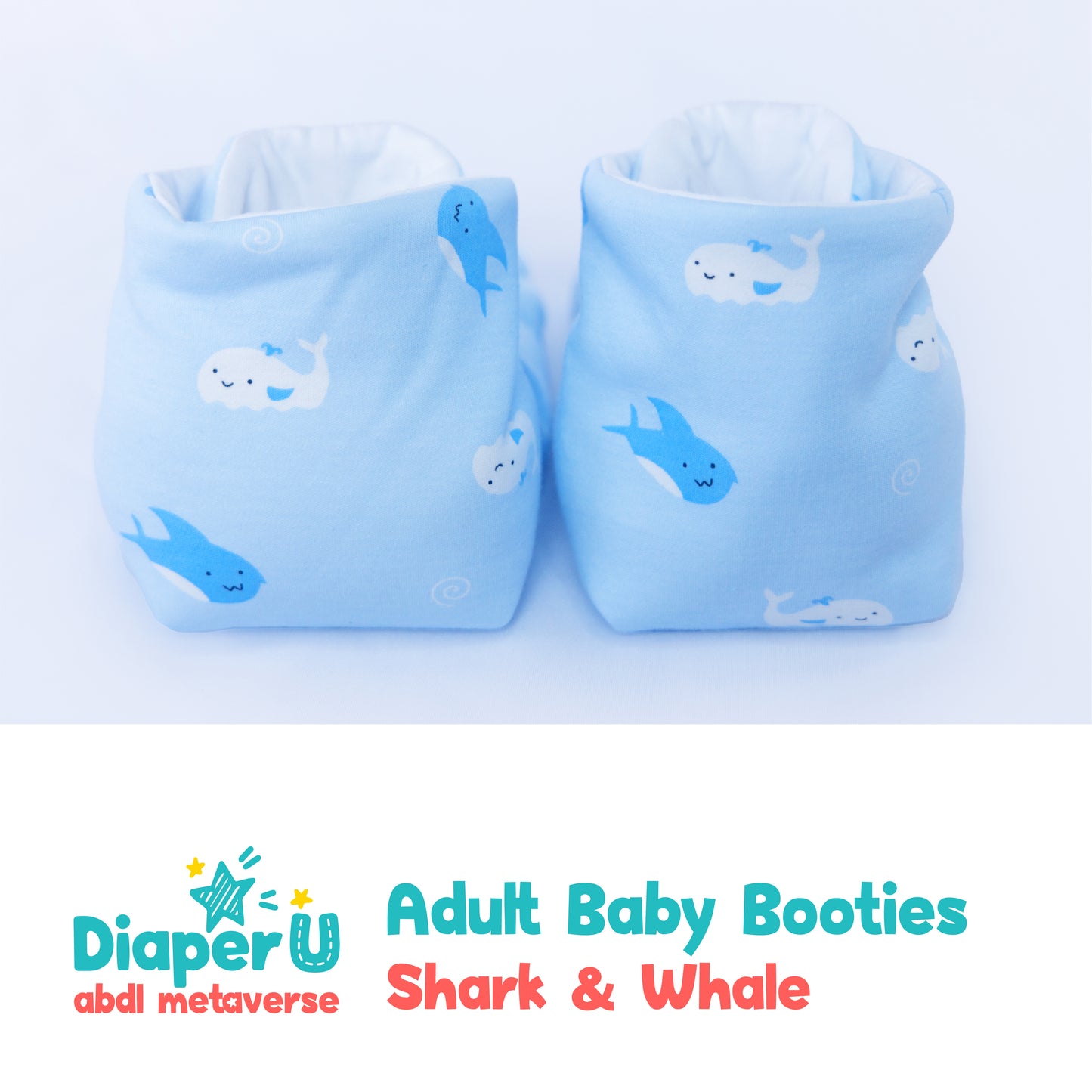 ABDL Baby Booties - Shark & Whale