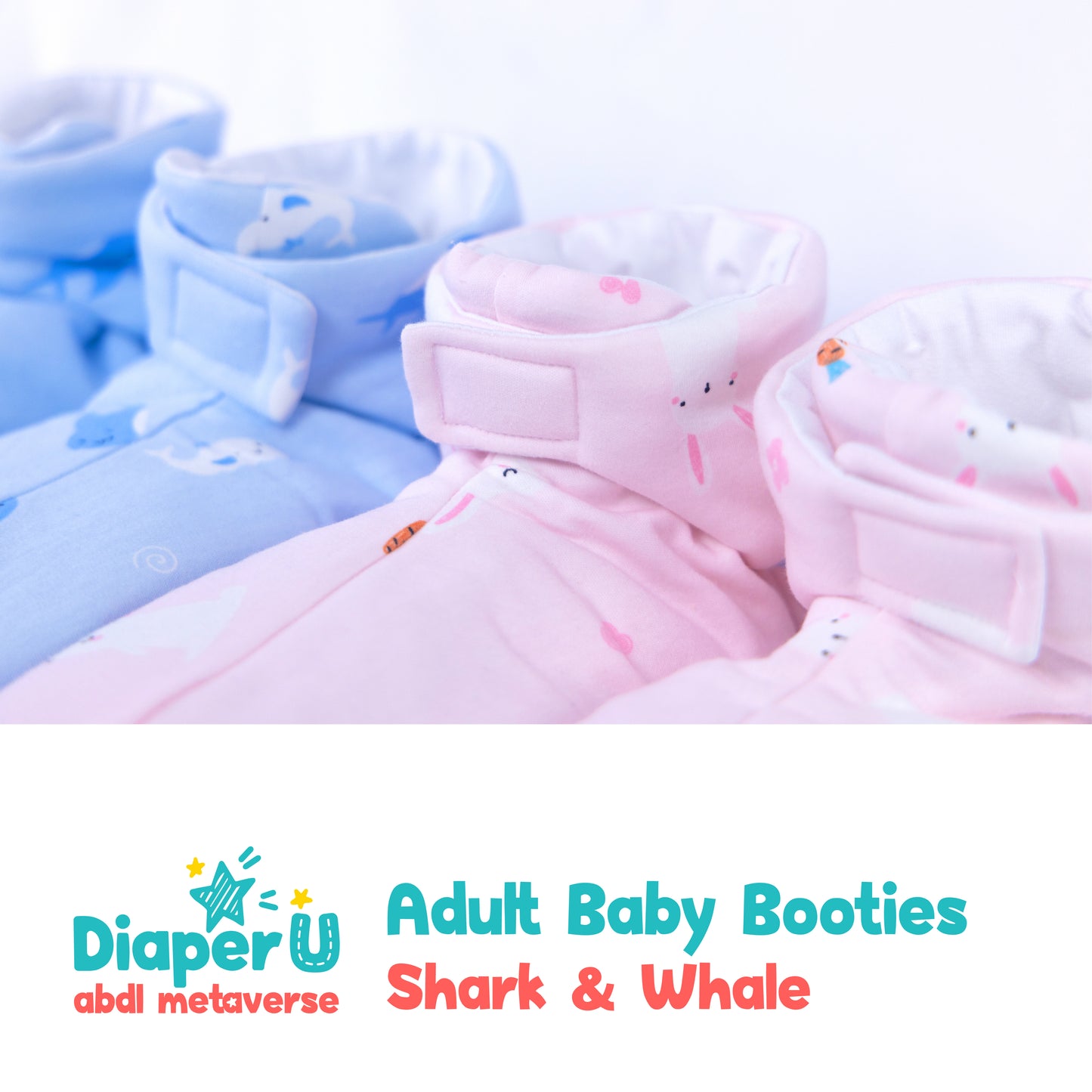 ABDL Baby Booties - Shark & Whale