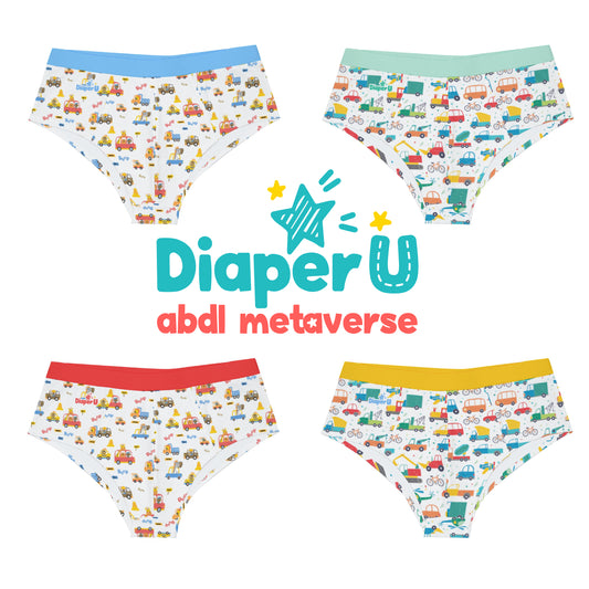 Adult Baby Boy Briefs - Vehicle Collection Sets (4 Briefs)