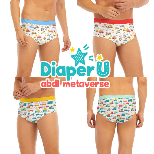 Adult Baby Boy Briefs - Vehicle Collection Sets (4 Briefs)