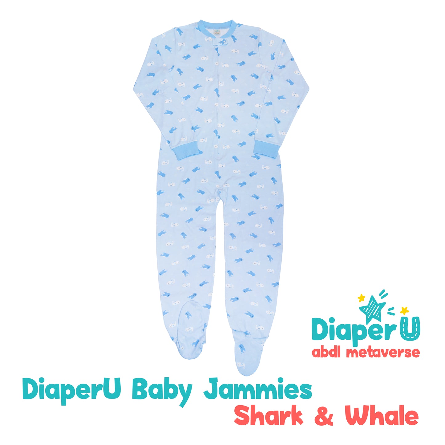 ABDL Footed Jammies - Shark & Whale